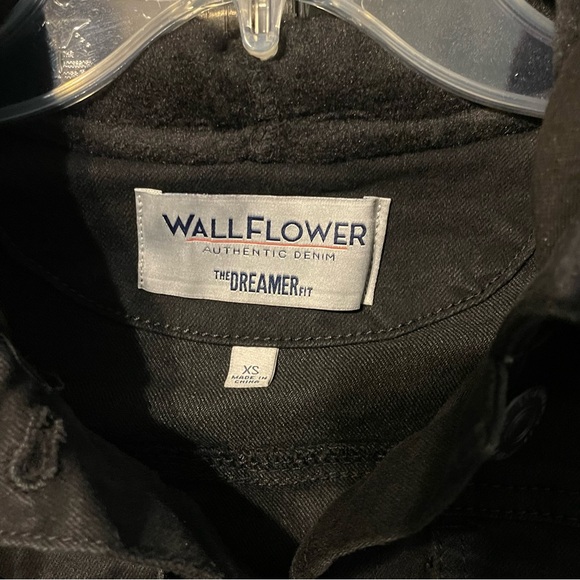 Women’s Black Wallflower Hooded Denim Jacket - Picture 3 of 3